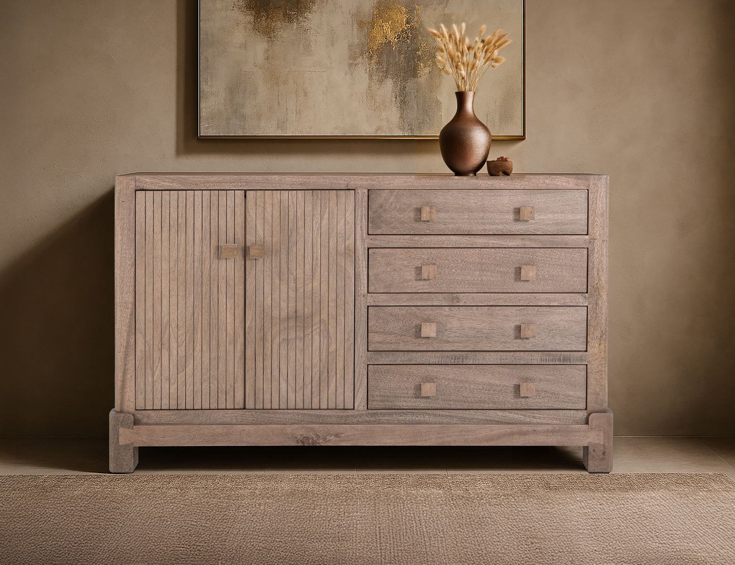 Atenas - Console With 4 Drawer And 2 Doors - Brown