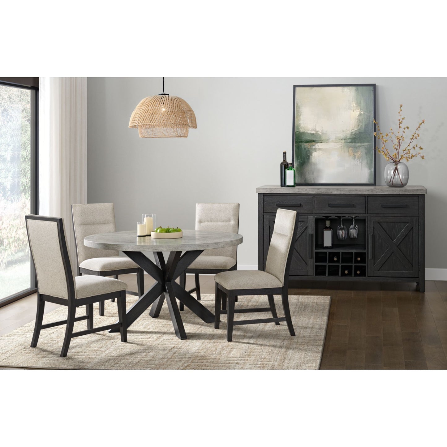 Axel - Fabric Dining Chair (Set of 2) - Light Gray / Espresso