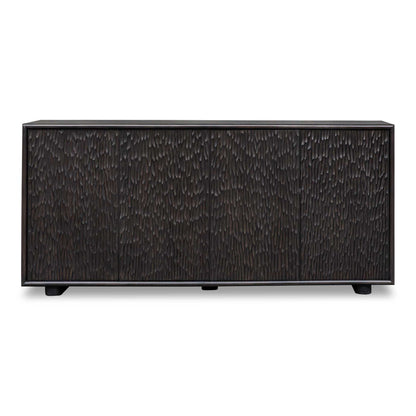Stevenson - Chiseled 4 Door Cabinet - Black / Brown / Woodtone