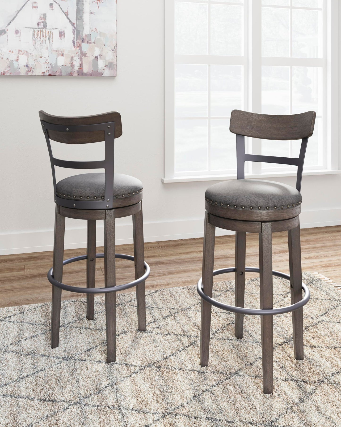 Caitbrook - Tall UPH Swivel Barstool - Gray