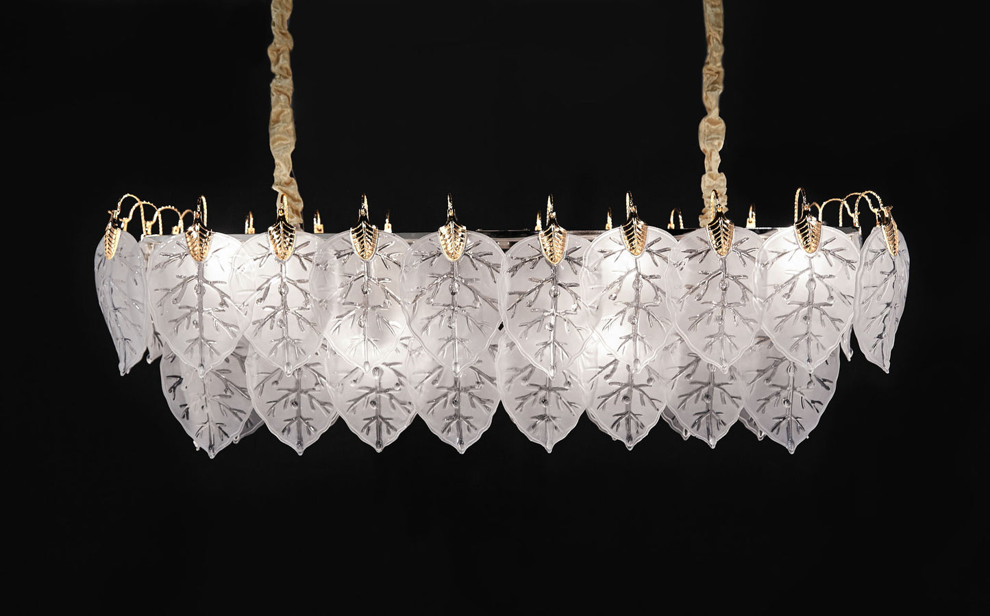 Michael Amini Lighting - Autumn 12-Light Rectangular Chandelier - Frost / Gold
