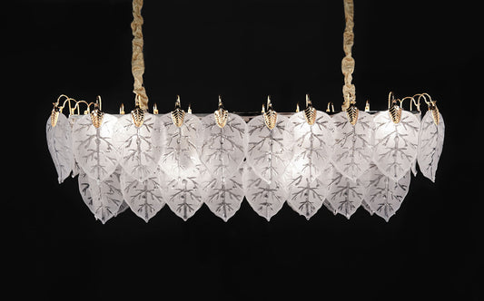 Michael Amini Lighting - Autumn 12-Light Rectangular Chandelier - Frost / Gold