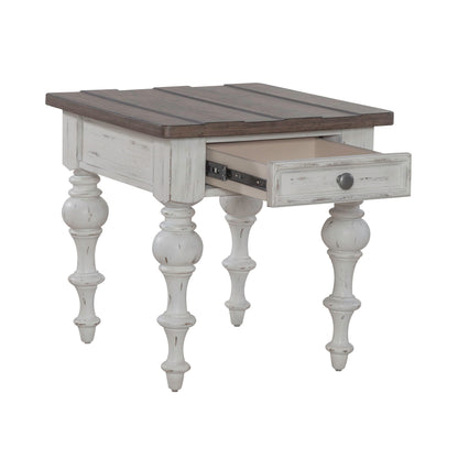 River Place - End Table - Riverstone White & Tobacco