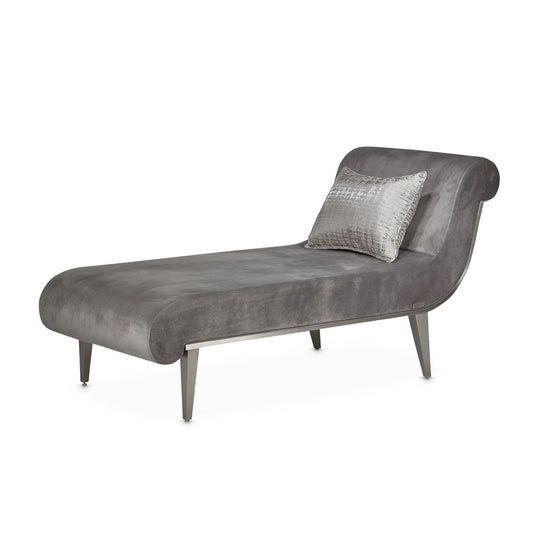 Roxbury Park - Velvet Chaise - Gray Pearl / Stainless Steel