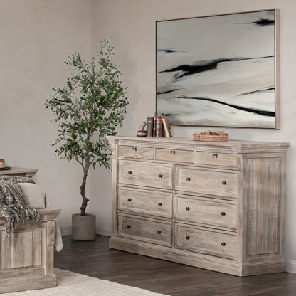 Adelaide - 9 Drawer Dresser - Natural Cream Wash
