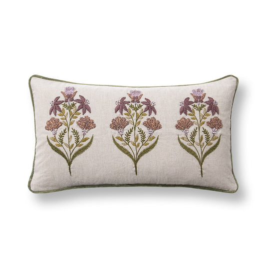 Belcourt - 14" x 26" Pillow - Floral Multi / Olive Green