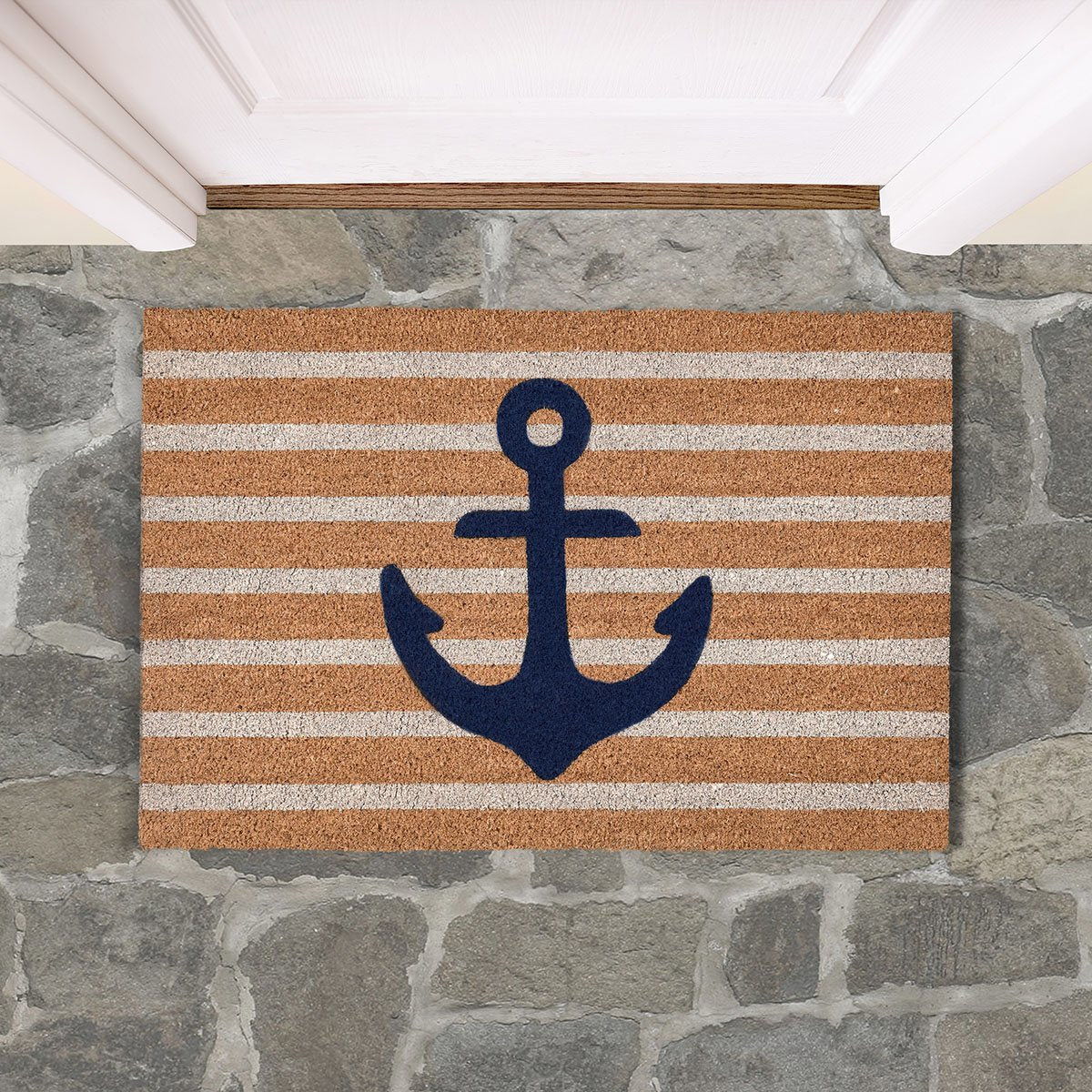 Doormats - Anchors Away Doormat - Navy/Natural