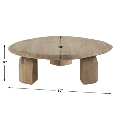 Tiernan - Reclaimed Oak Round Coffee Table - Woodtone