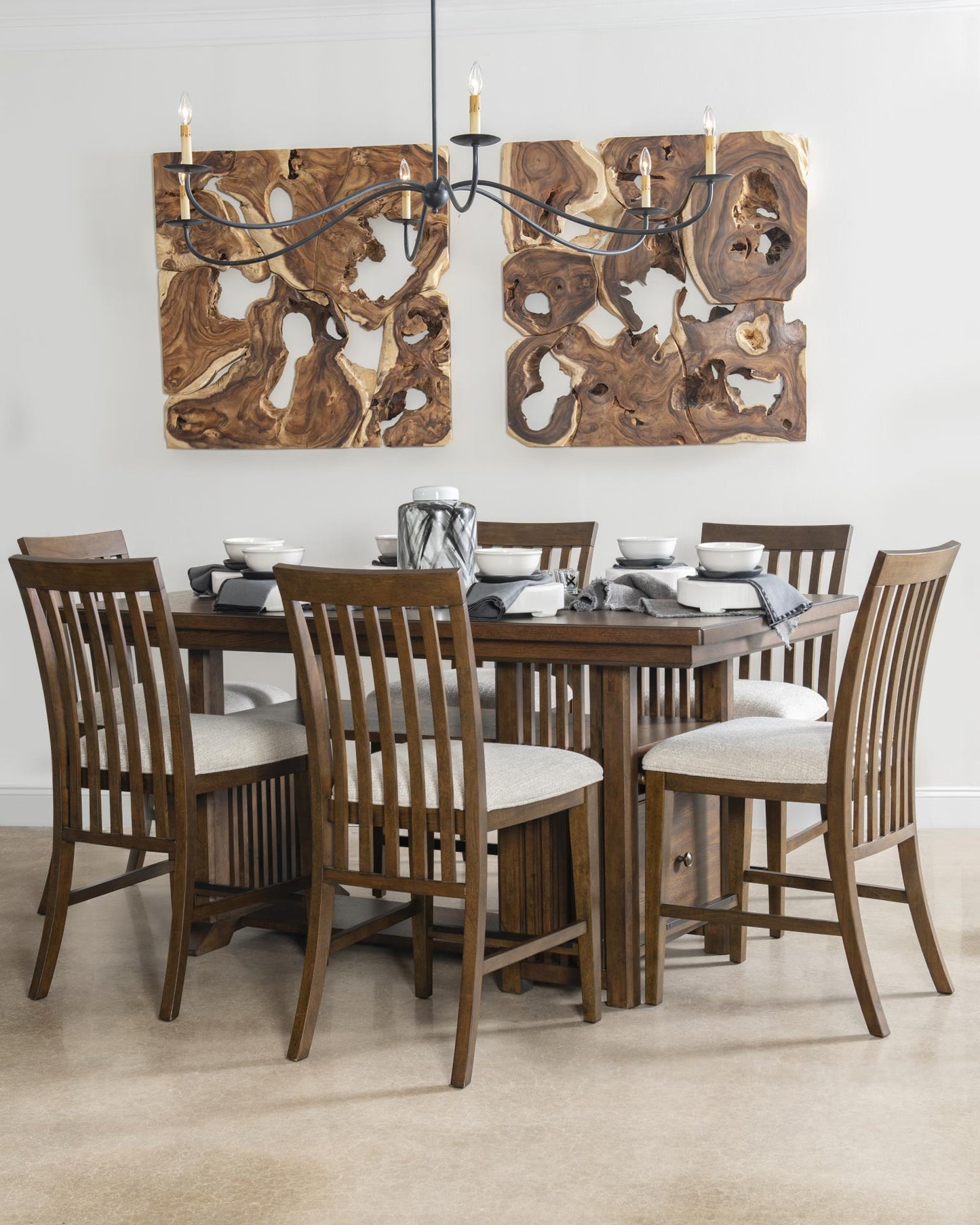 Langley - Complete Counter Height Table With Wine Storage - Tawny Brown