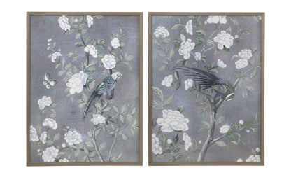 Birds & Blooms Framed Print (Set of 2) - Dark Gray
