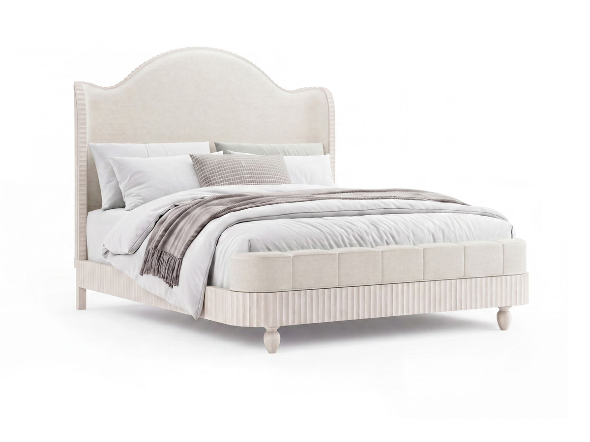 Vivienne - Queen/King Upholstered Panel Rails - Whisper White