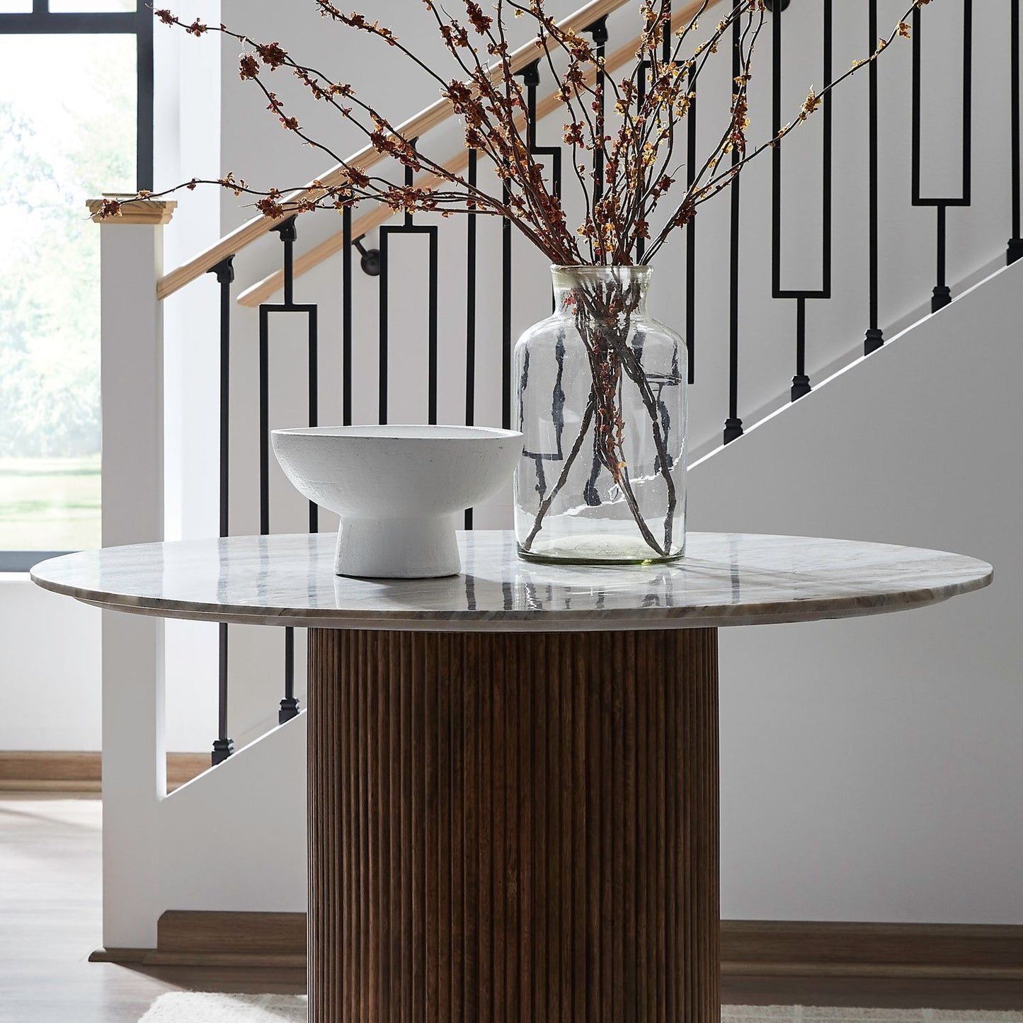 Kaleidoscope - Round Pedestal Marble Table Top - Aged Whiskey