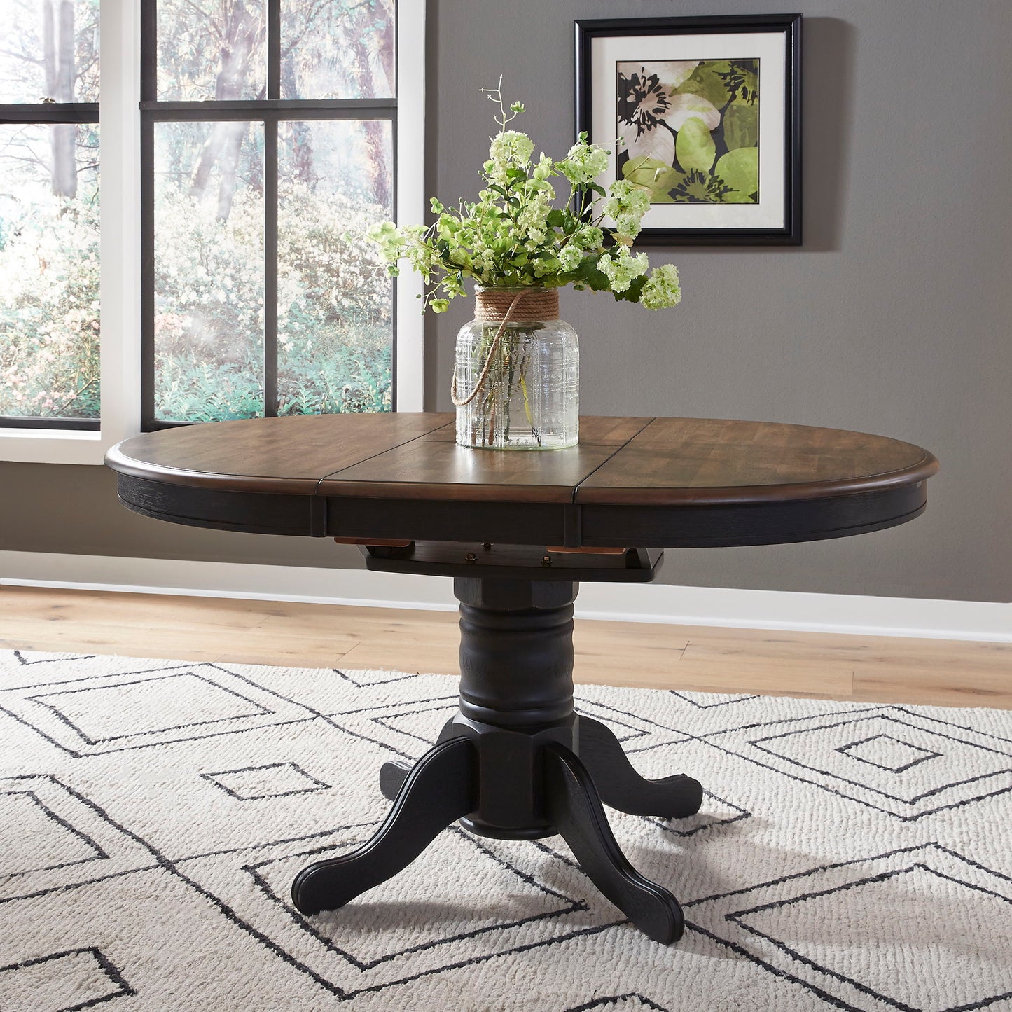 Carolina Crossing - Oval Pedestal Table Base - Black / Antique Honey