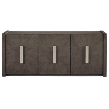 3-Door Credenza With Shelves - Gray