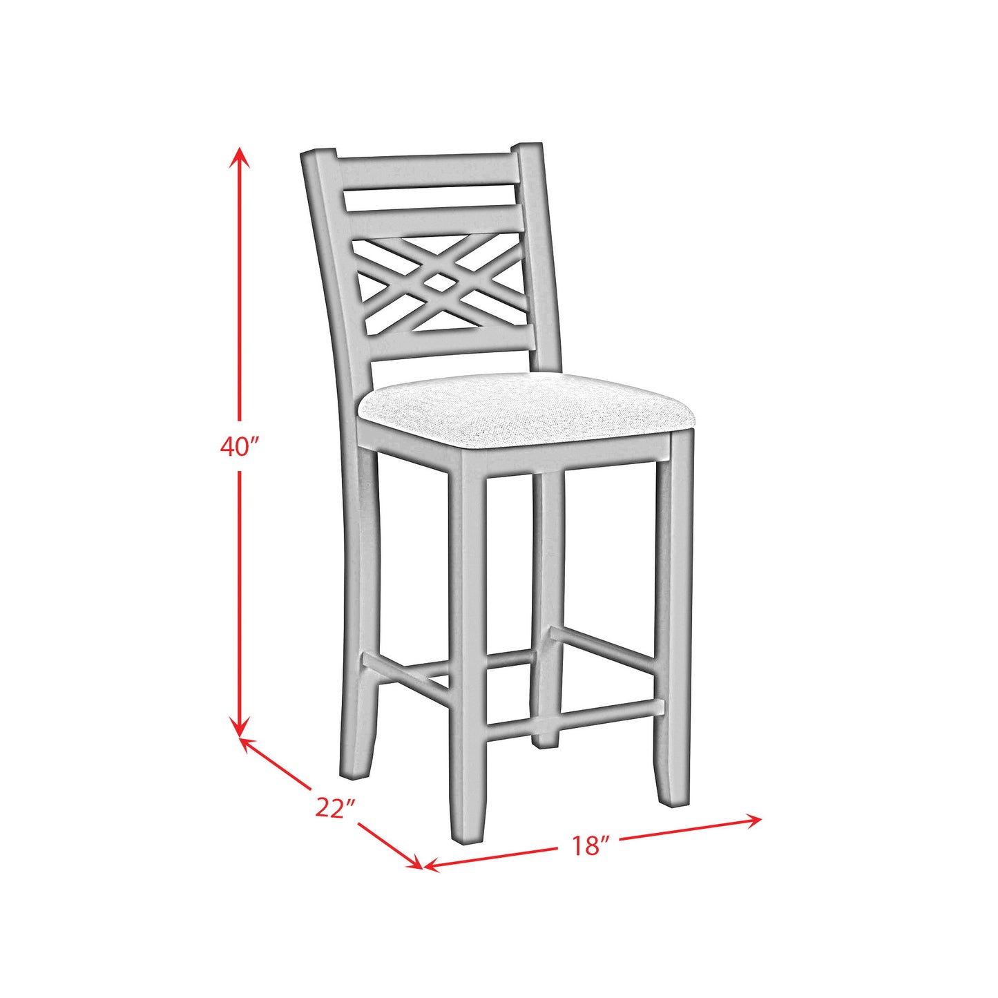 Brooks - 5 Piece Counter Set With Table And 4 Upholstery Seat & Wood Back Chairs - Medium Brown & White