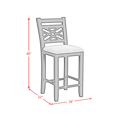 Brooks - 5 Piece Counter Set With Table And 4 Upholstery Seat & Wood Back Chairs - Medium Brown & White