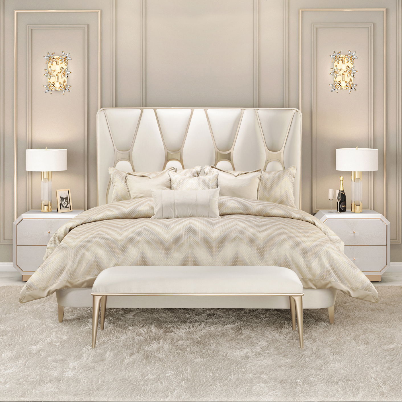 Michael Amini Lighting - Daisy Crystal Wall Sconce - Gold