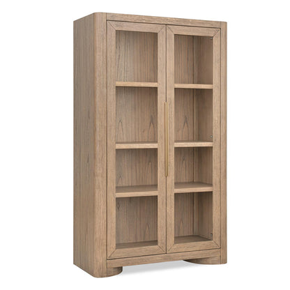 Alden - Display Cabinet (2 Glass Doors, 3 Adjustable Wood Shelves, LED Touch Lighting) - Stonewashed