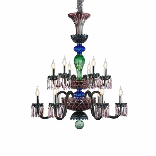 Michael Amini Lighting - Noir 12-Light Traditional Crystal Chandelier - Black