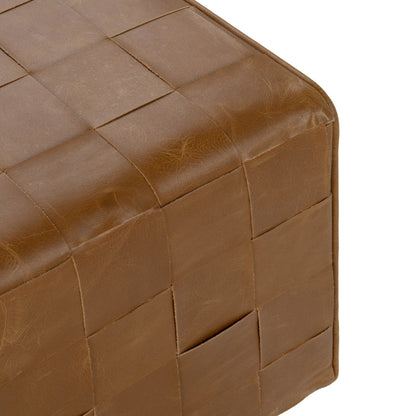 Bridgitte - Leather Square Ottoman - Autum Maple