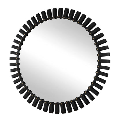 Jael - Round Iron Bands Mirror - Black