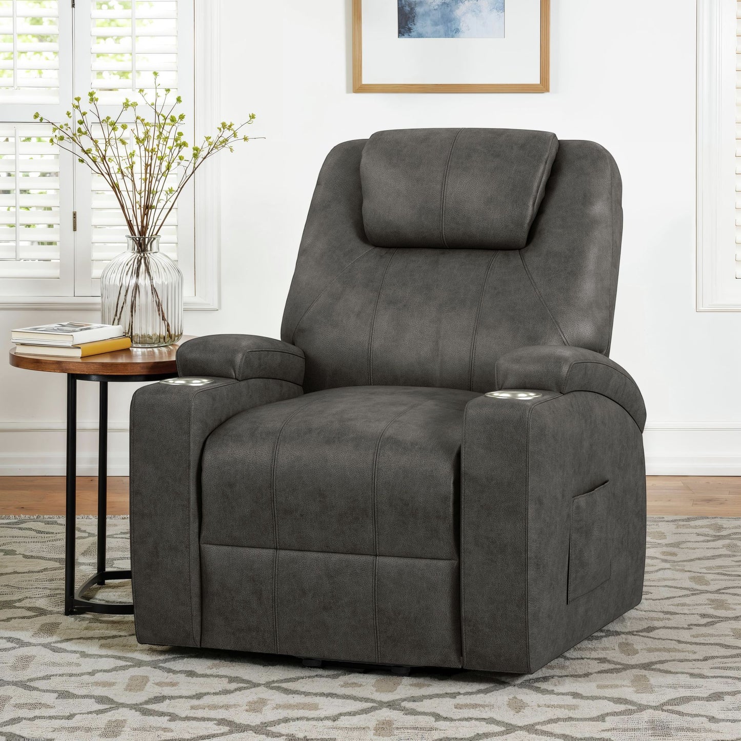 Kenmore - P1 Lift Chair With Heat Massage - Simba Dark Gray