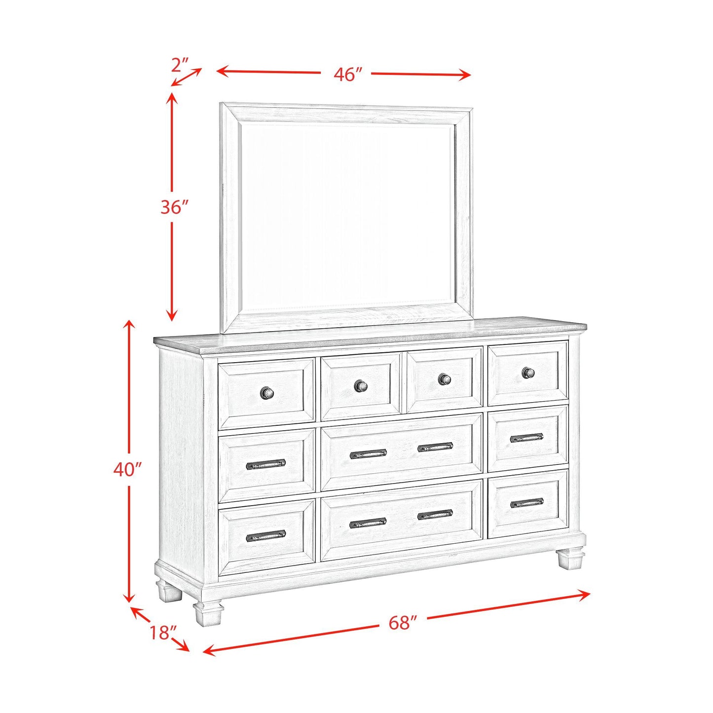Farmington - 9 Drawer Dresser