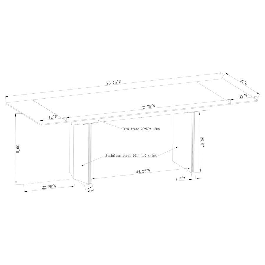 Vesa - Glass Top Extension Dining Table - Beige