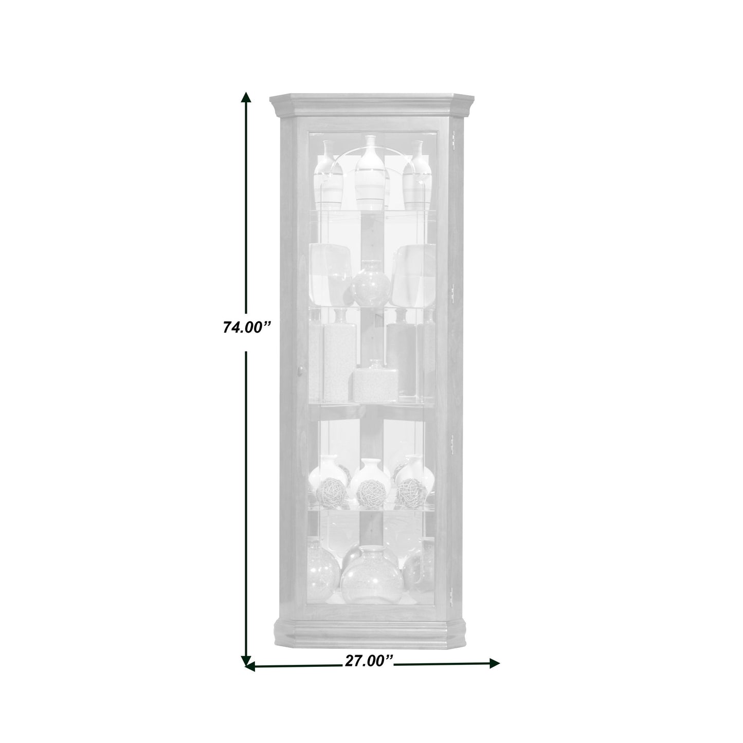 PFC Curios - Lighted 4 Shelf Corner Curio Cabinet - Oxford Black