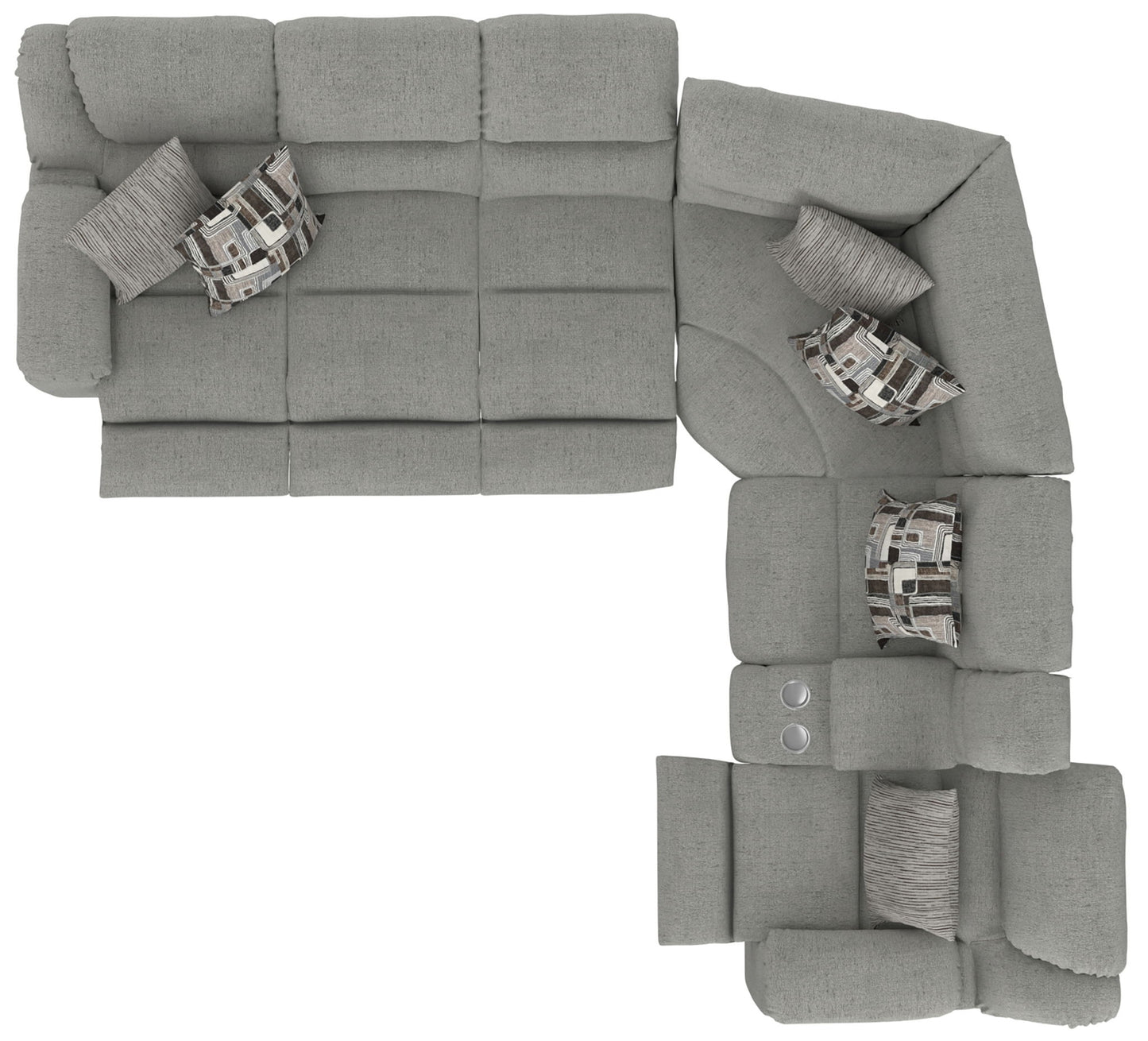 Quinn - 3 Piece Reclining Sectional With 4 Reclining Seats, Storage Arms, Storage Console With Lights, And Drop Down Table - Nature