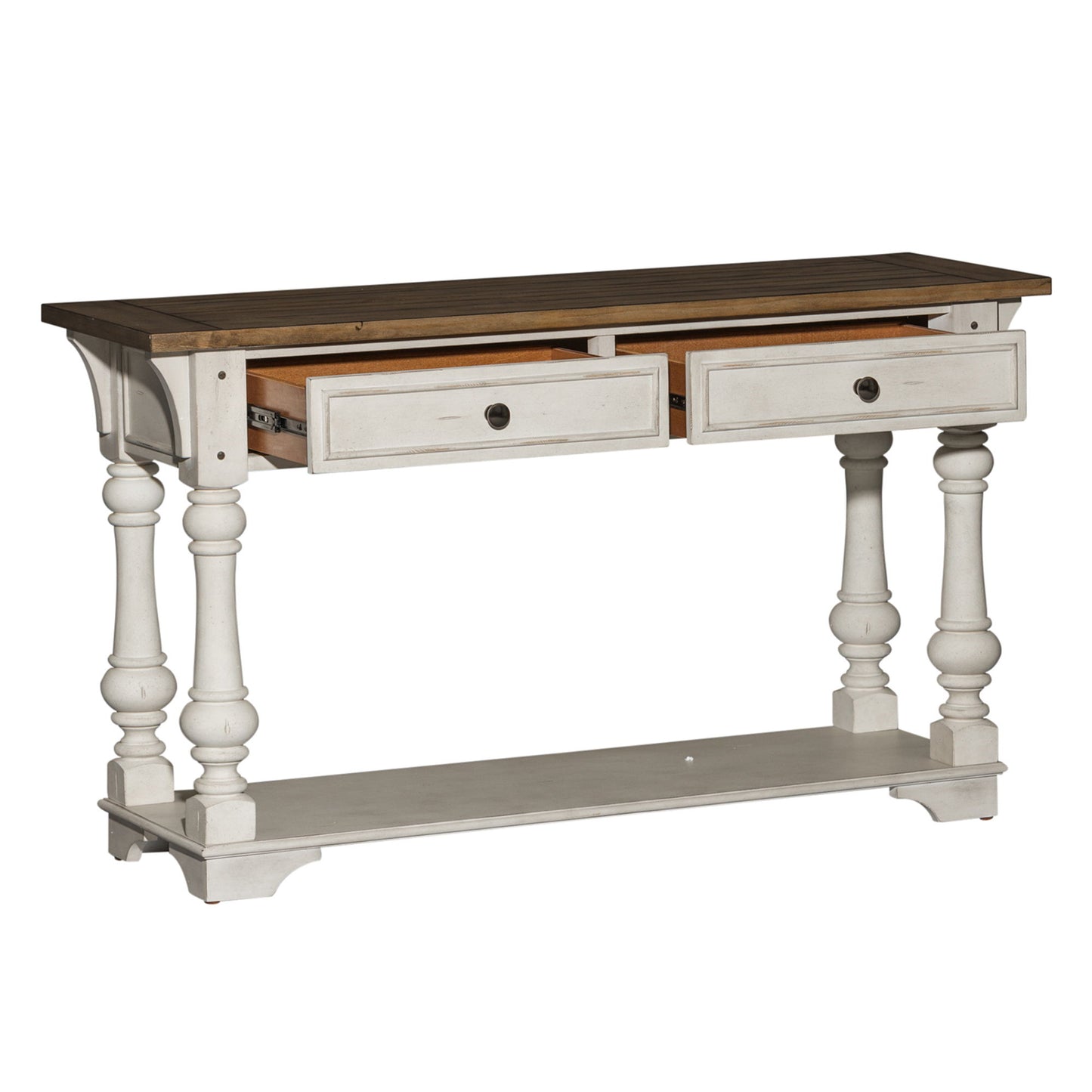 Morgan Creek - Sofa Table - Antique White / Wirebrushed Tobacco Accents