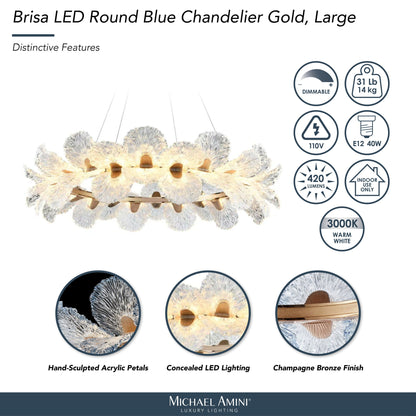 Michael Amini Lighting - Brisa 39" Round LED Chandelier - Ocean Blue / Bronze