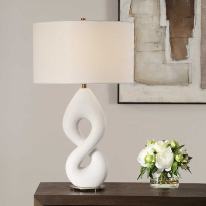 Meridian - Ivory Stone Table Lamp - White
