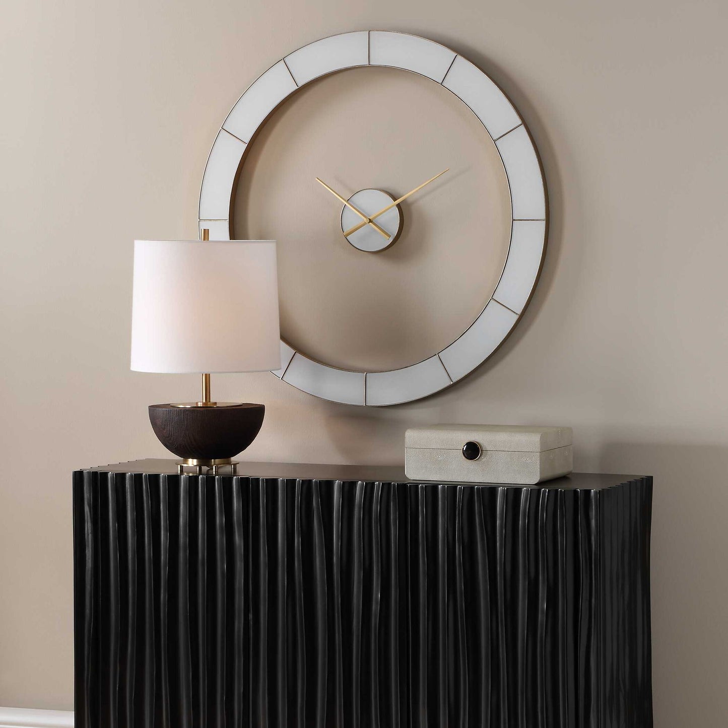Ivory Halo - Minimalist Wall Clock - Gold / White