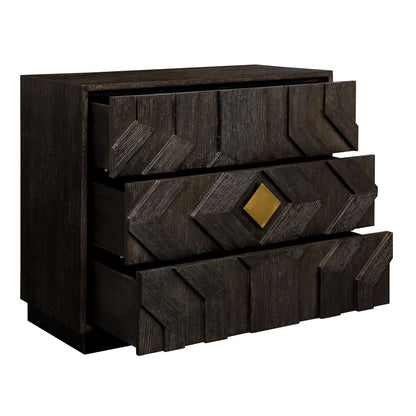 Faulkner - 3 Drawer Modern Chest - Black / Brass