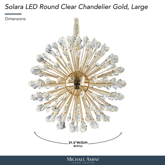 Michael Amini Lighting - Solara 32" Round Crystal LED Chandelier - Gold