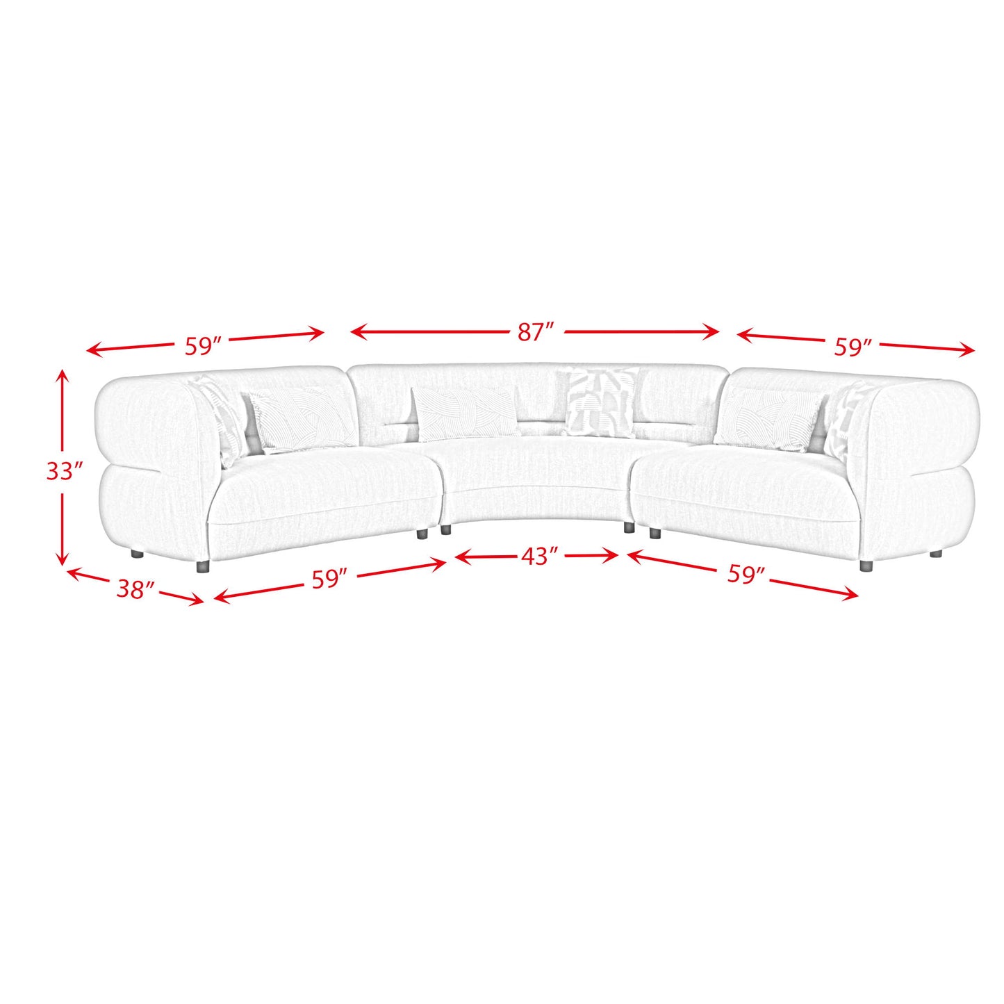 Four Seasons - Sectional Set With 6 Pillows - Camel