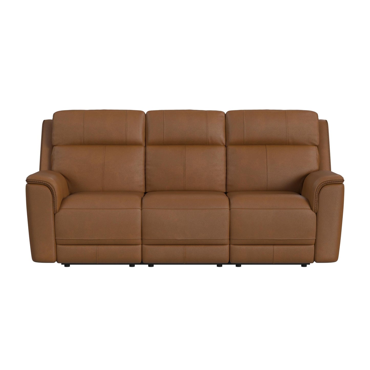 Mustang - Power Motion Sofa With Drop-Down Table, Wireless Charger, Power Headrest And Lumbar - Butternut