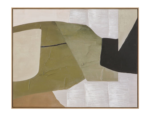 Olive Form Framed Canvas - Cream