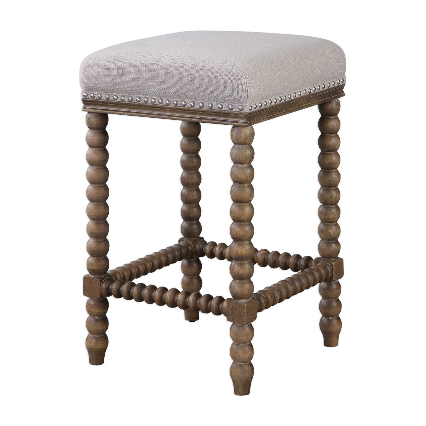 Pryce - Wooden Counter Stool - White & Light Brown