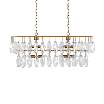 Tressia - Glass Round Chandelier - Brass