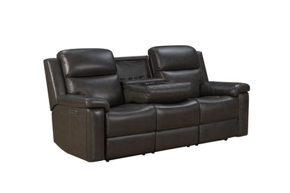 Leon - Power Sofa Recliner With Power Headrest, Power Lumbar, Heat And Massage (Dropdown Table With Smart Tabletop Control) - Smokey Gray