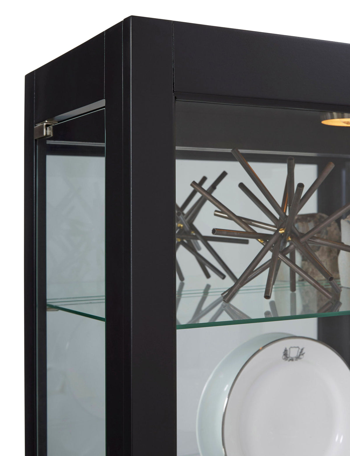 PFC Curios - Lighted Gallery Style 5 Shelf Curio Cabinet - Onyx Black