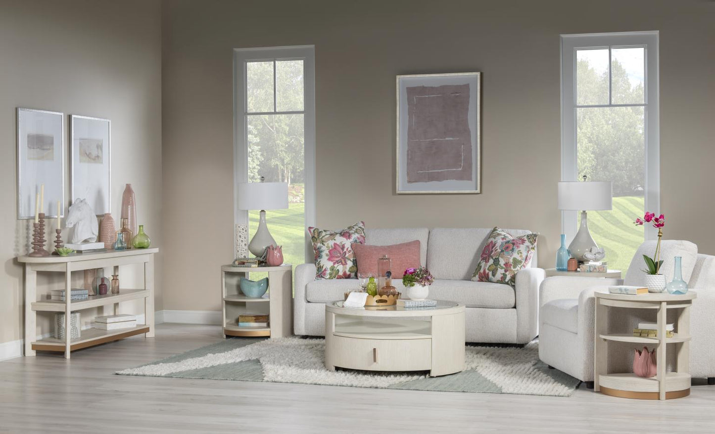 Sloan - Round Cocktail Table With Casters - Frost