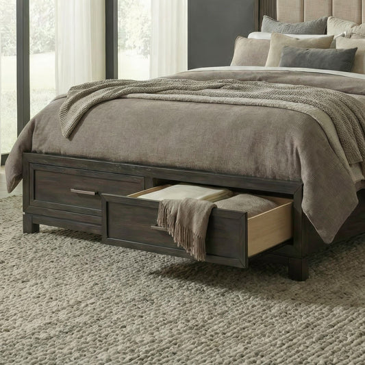 Modern Edge - King Storage Footboard With Slat Roll - Caffe
