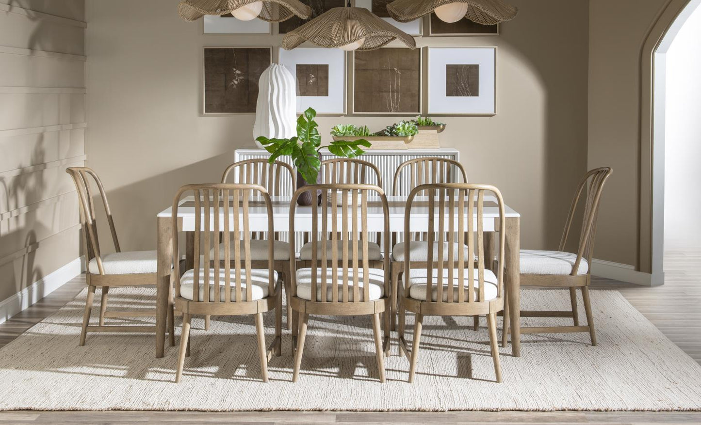 Melrose - Rectangular Dining Table - Cloud White And Desert Oak