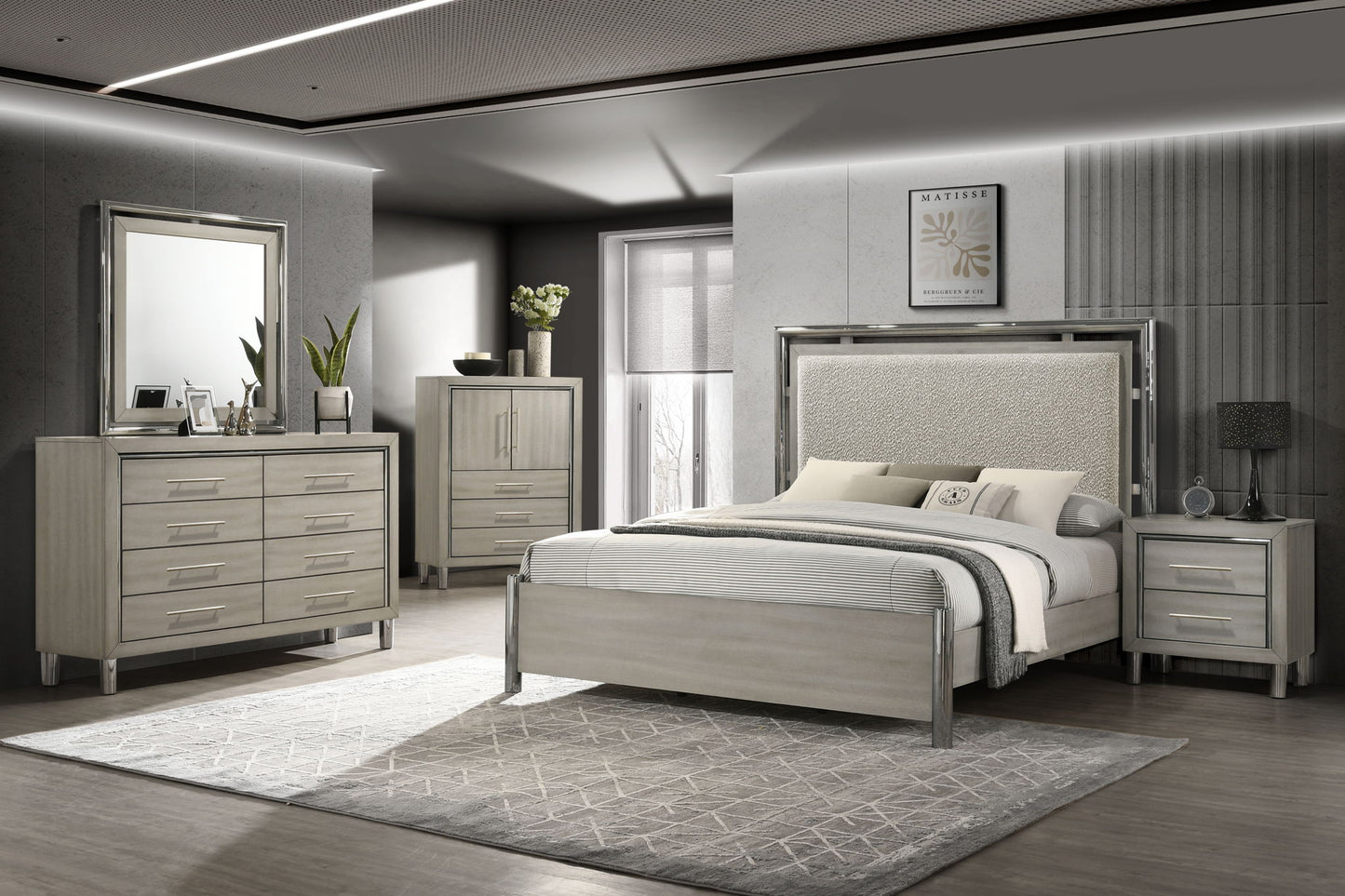 Lennox - Door Chest With Shoe Storage & LED Light - Gray