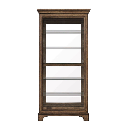 Pulaski Accents - Sliding Door Curio With Glass Shelves And LED Light - Dark Brown