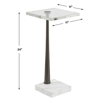 Pelton - Marble Glass Drink Table - Bronze / White