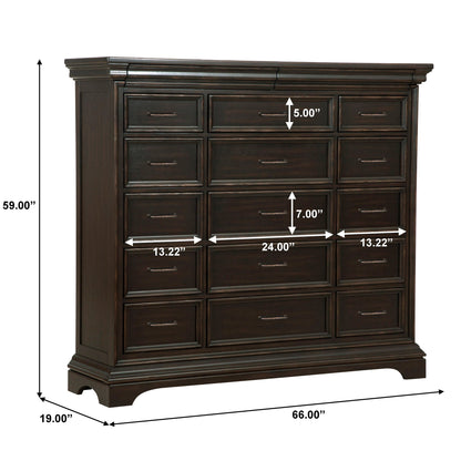 Caldwell - 17 Drawer Master Chest - Dark Wood
